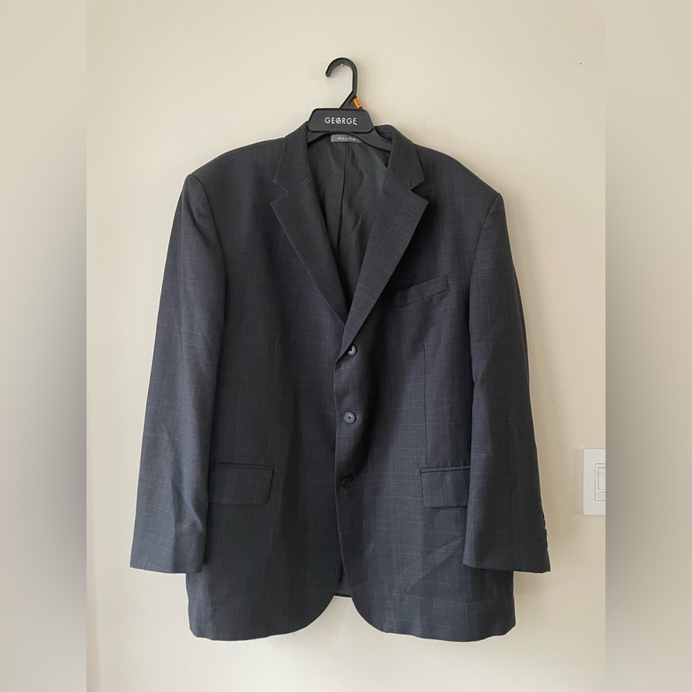 Oscar de la Renta Grey Black 100% Wool Blazer 48R
